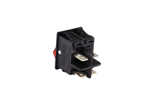 30*22mm Black Body 2NO with Illumination with Terminal (Fan) Sign Marked Red A14 Series Rocker Switch